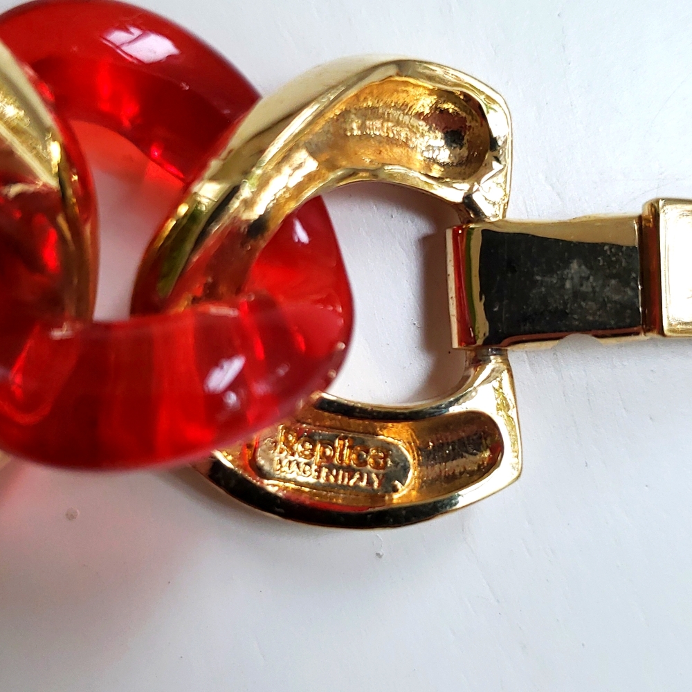 🔥HP🔥VTG Replica Collection Italy Gold/Lucite Link Bracelet - Picture 5 of 8